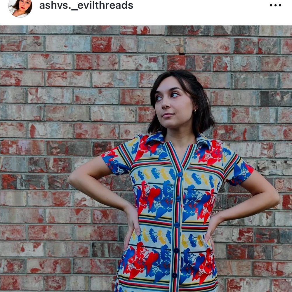 Colorful Graphic Button-Up Dress